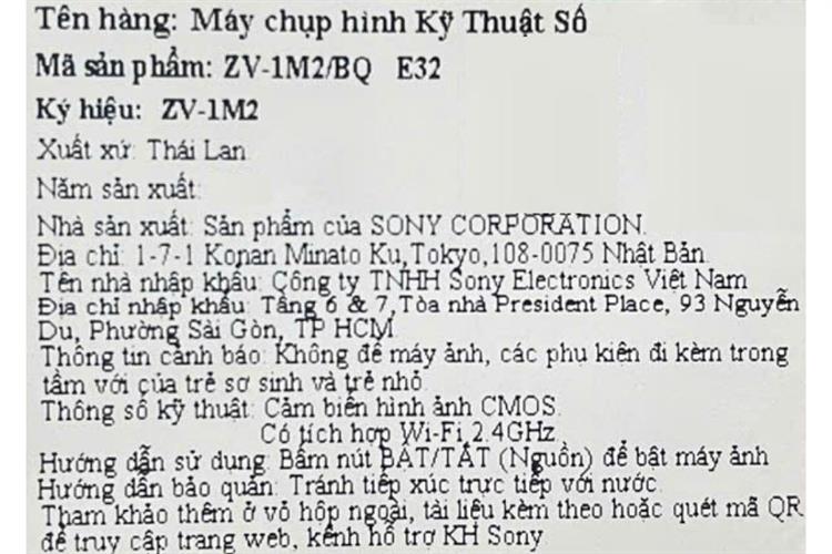 Máy ảnh Vlog Sony ZV-1M2 Màu Trắng