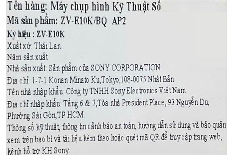 Máy ảnh Vlog Sony ZV-E10K Màu Đen