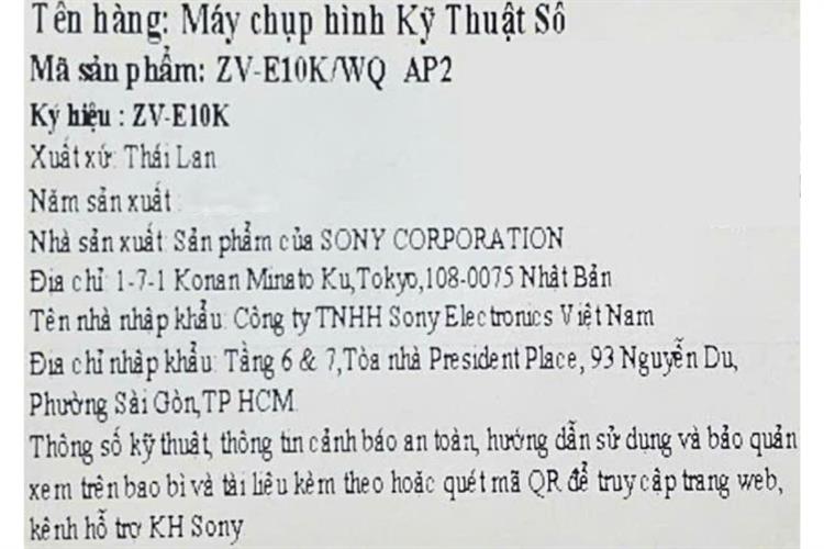 Máy ảnh Vlog Sony ZV-E10K Màu Trắng