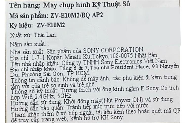 Máy ảnh Vlog Sony ZV-E10M2 Màu Đen