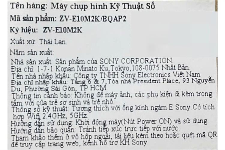 Máy ảnh Vlog Sony ZV-E10M2K Màu Đen