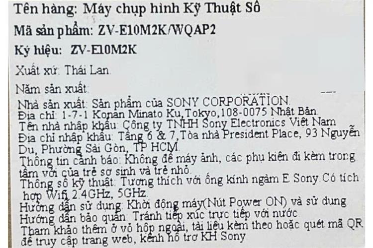 Máy ảnh Vlog Sony ZV-E10M2K Màu Trắng