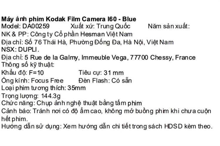Máy ảnh Film Kodak I60 Màu Đen Xanh