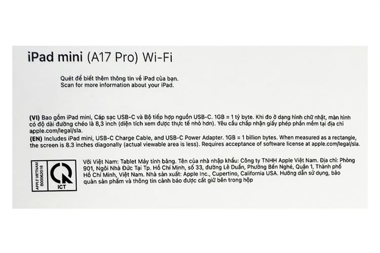 Máy tính bảng iPad mini 7 WiFi 512GB Màu Đen - Xám
