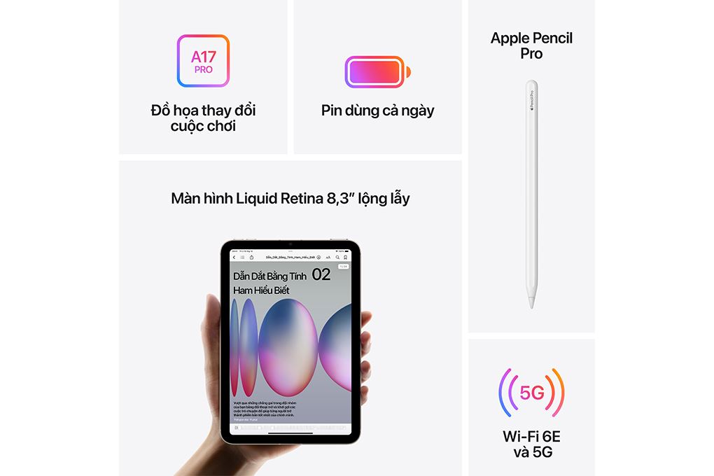 Máy tính bảng iPad mini 7 5G 128GB Màu Trắng Starlight
