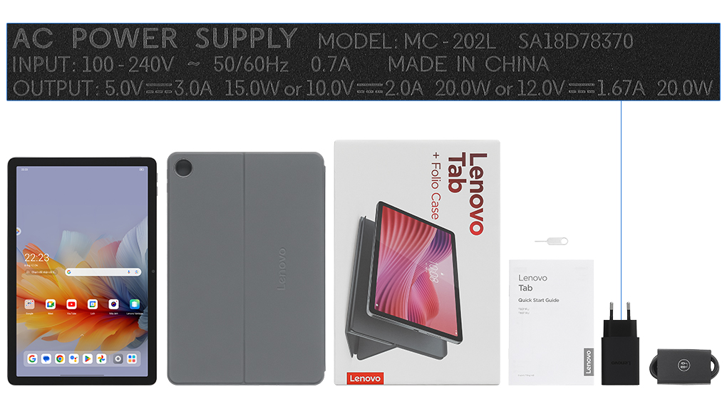 Bộ sản phẩm gồm: Hộp máy, Củ sạc nhanh rời đầu Type C, Cáp Type C - Type C