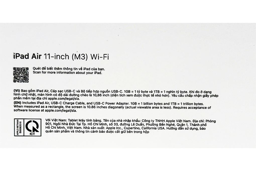 Máy tính bảng iPad Air M3 11 inch WiFi 256GB Màu Xanh Dương