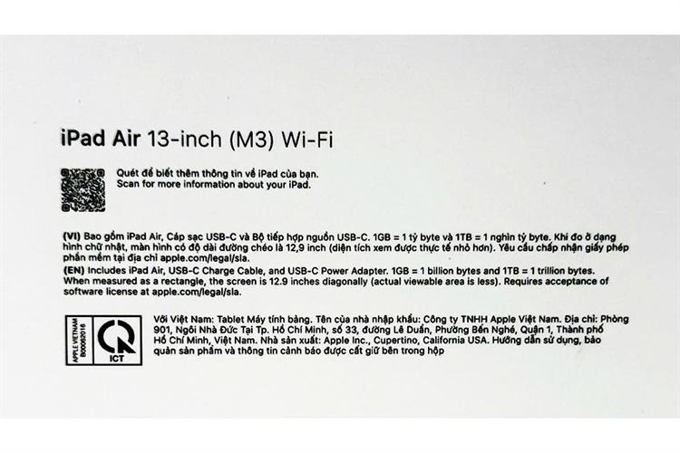 Máy tính bảng iPad Air M3 13 inch WiFi 1TB Màu Tím