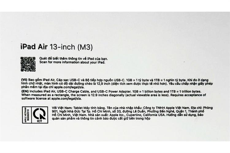 Máy tính bảng iPad Air M3 13 inch 5G 256GB Màu Tím