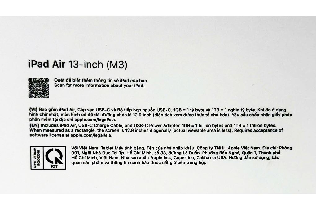 Máy tính bảng iPad Air M3 13 inch 5G 1TB Màu Tím