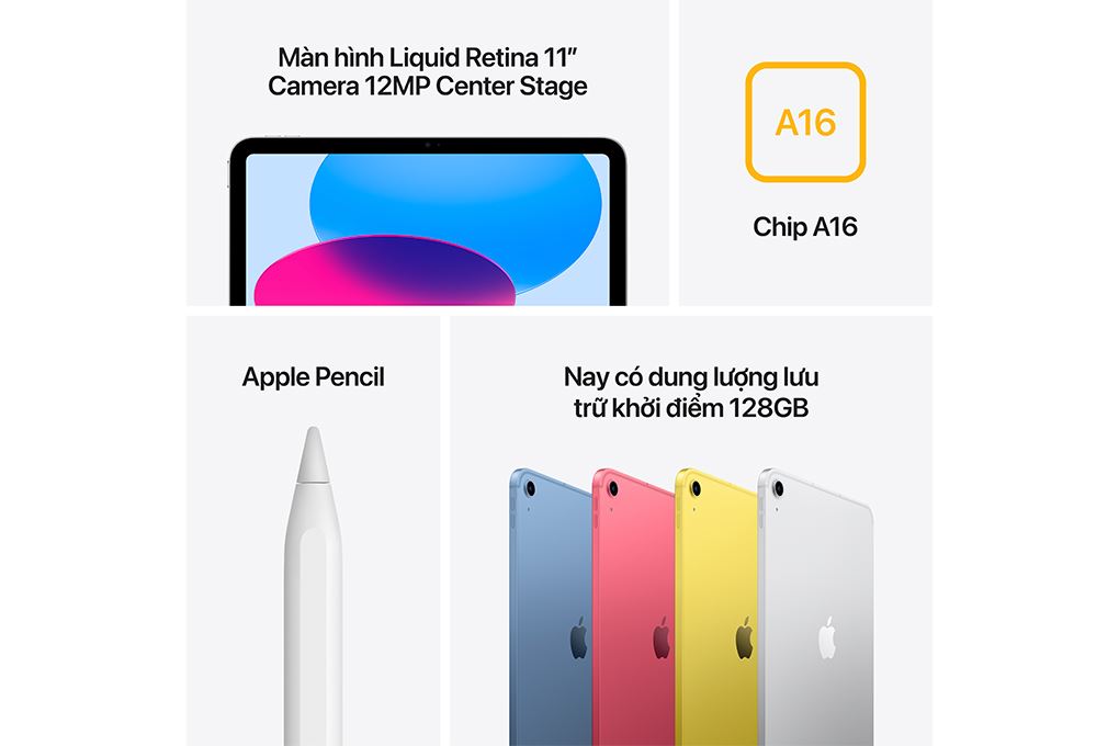 Máy tính bảng iPad A16 5G 128GB Màu Hồng
