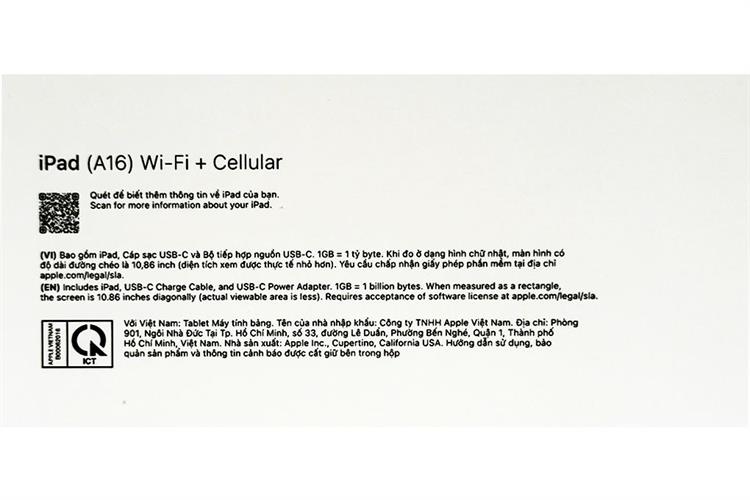 Máy tính bảng iPad A16 5G 512GB Màu Bạc