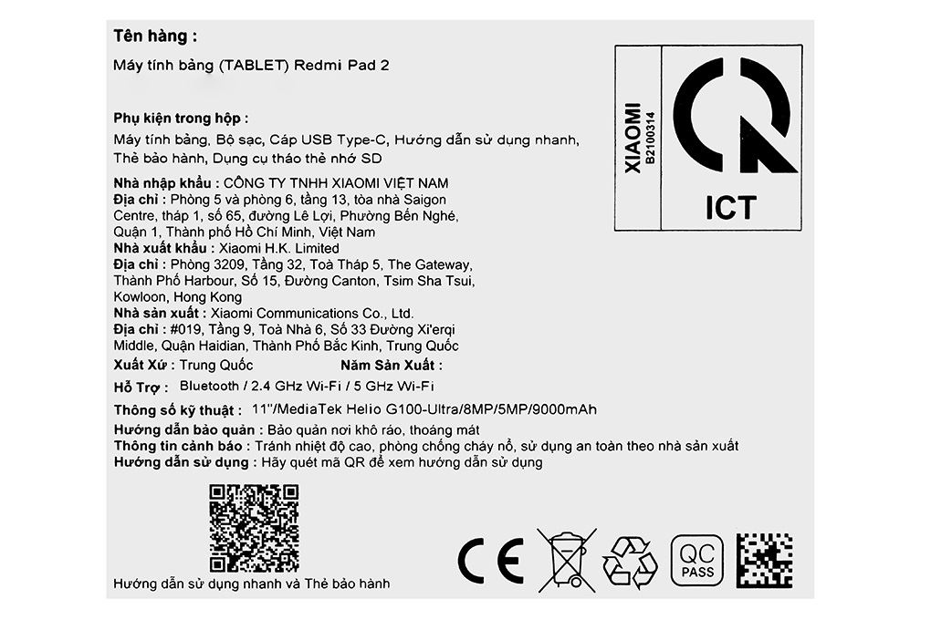 Máy tính bảng Xiaomi Redmi Pad 2 WiFi 4GB/128GB Màu Xanh lá