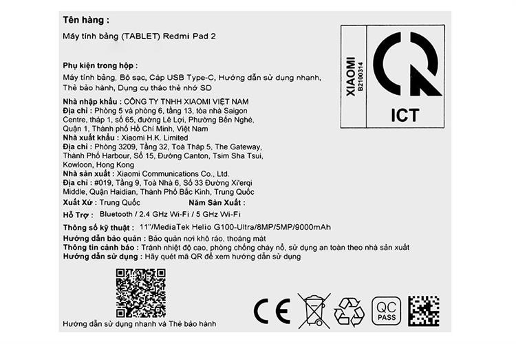 Máy tính bảng Xiaomi Redmi Pad 2 WiFi 6GB/128GB Màu Xanh lá