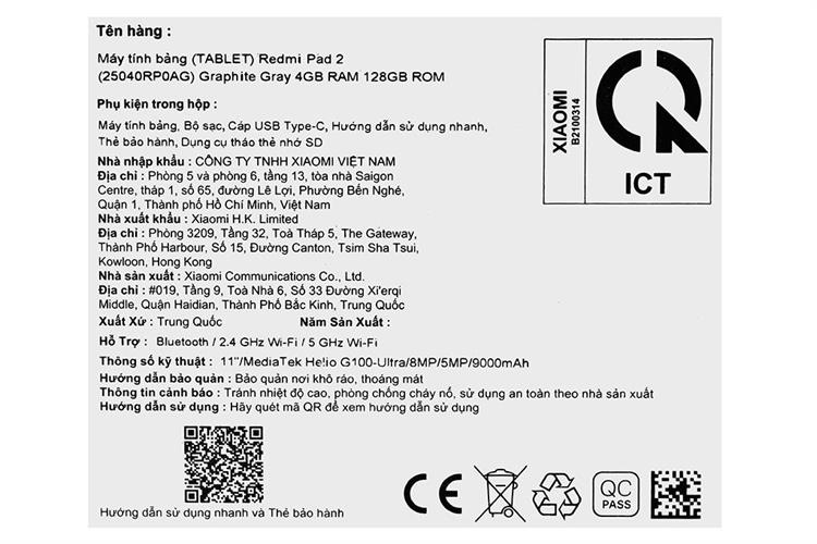 Máy tính bảng Xiaomi Redmi Pad 2 WiFi 8GB/256GB Màu Xám