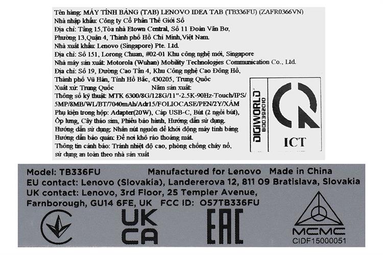 Máy tính bảng Lenovo Idea Tab WiFi 8GB/128GB Màu Xám