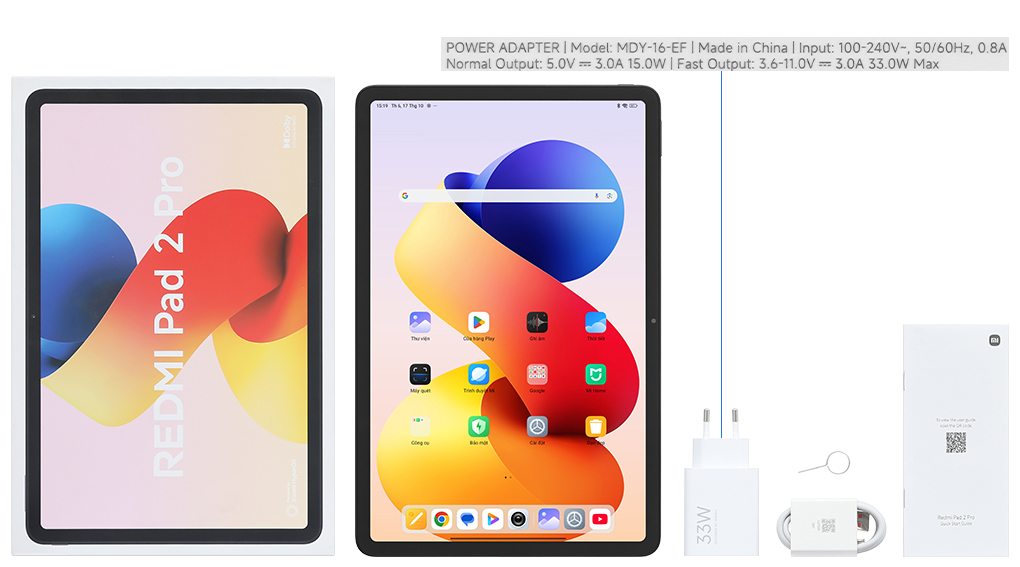 Bộ sản phẩm gồm: Sách hướng dẫn, Bàn phím, Hộp máy, Cáp Type C - Type A, Củ sạc nhanh rời đầu Type A