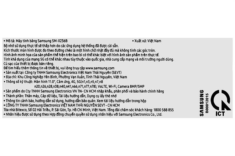 Máy tính bảng Samsung Galaxy Tab A11+ 5G 6GB/128GB Màu Xám