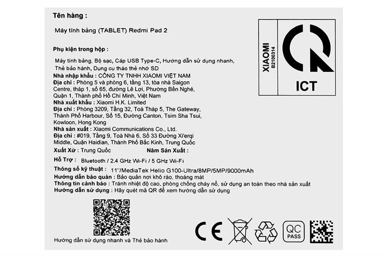 Máy tính bảng Xiaomi Redmi Pad 2 Wifi 4GB/256GB Màu Tím