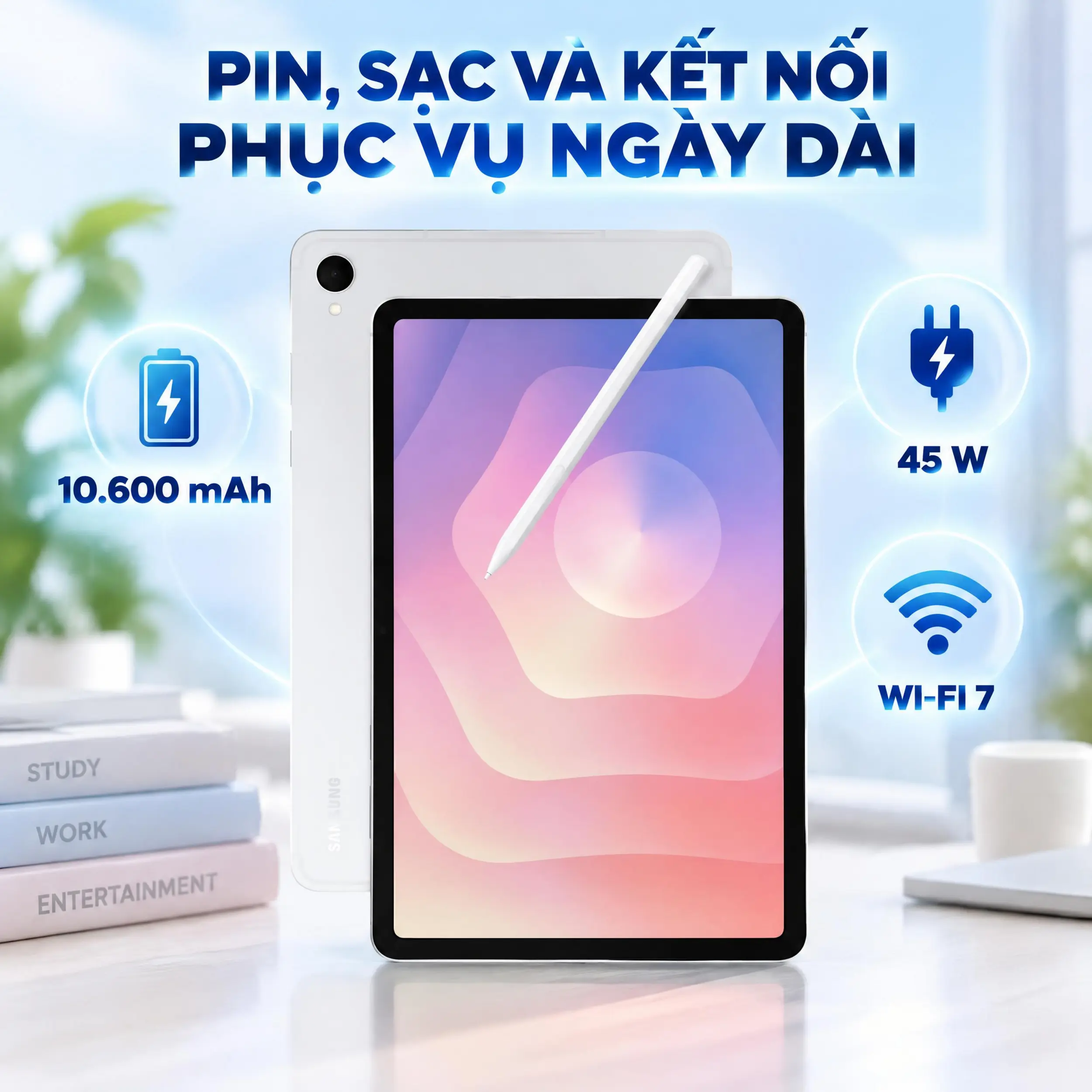 Samsung Galaxy Tab S12 Plus Wifi 12GB/256GB - Pin sạc Samsung Galaxy Tab S12 Plus Wifi 12GB/256GB - Pin sạc