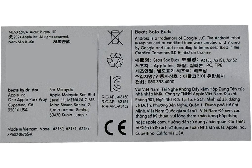 Tai nghe Bluetooth True Wireless Beats Solo Buds Màu Xám