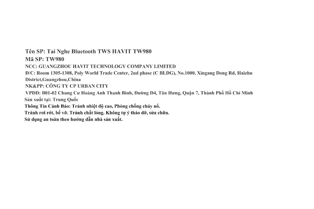 Tai nghe Bluetooth True Wireless Havit TW980 Màu Màu be