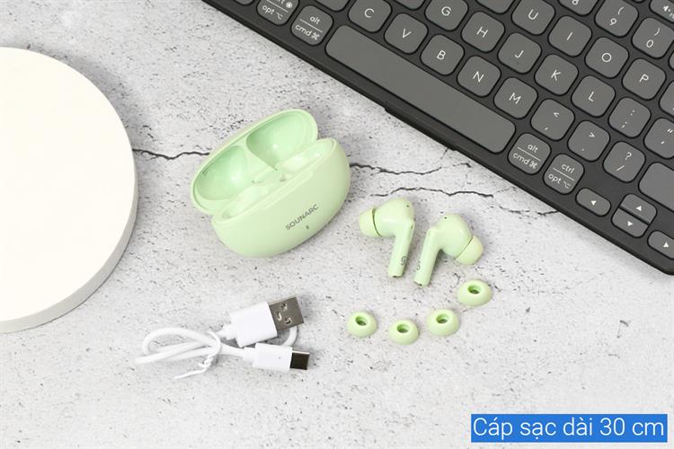 Tai nghe Bluetooth True Wireless Sounarc Q1 Earbuds Màu Xanh lá nhạt