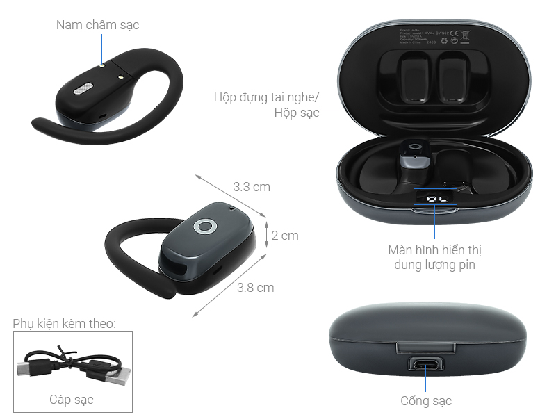 Tai nghe Bluetooth Open-Ear True Wireless AVA+ FreeGo OWS02