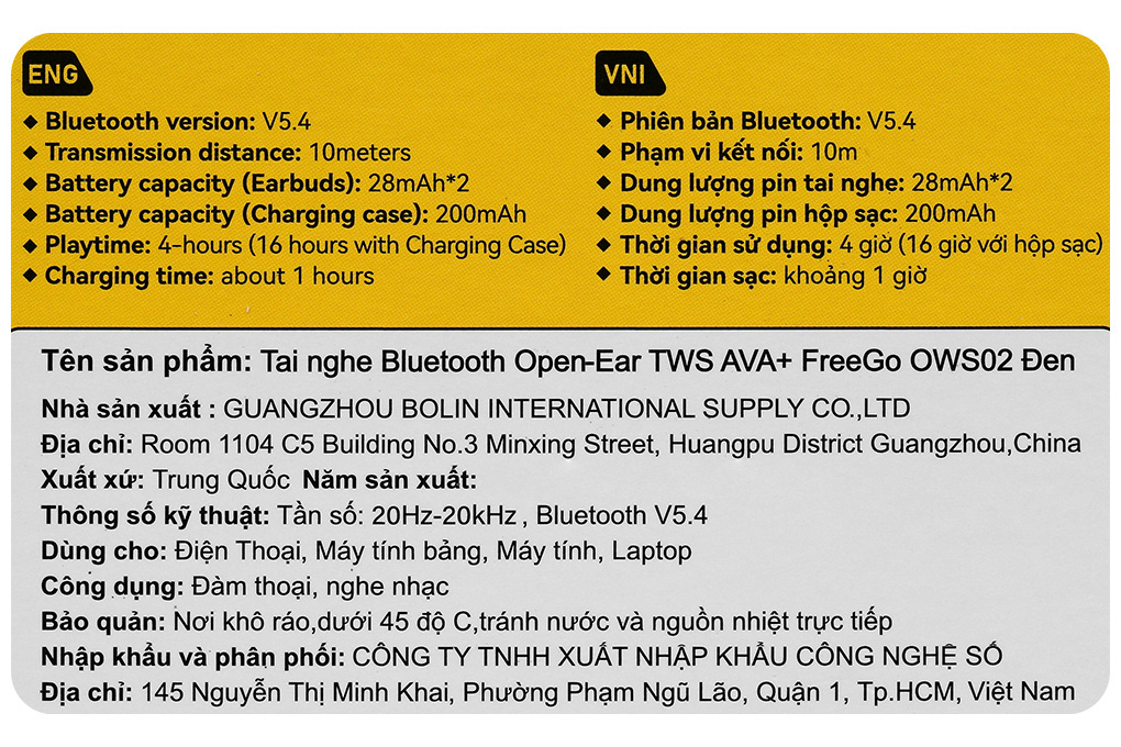 Tai nghe Bluetooth Open-Ear True Wireless AVA+ FreeGo OWS02 - 15