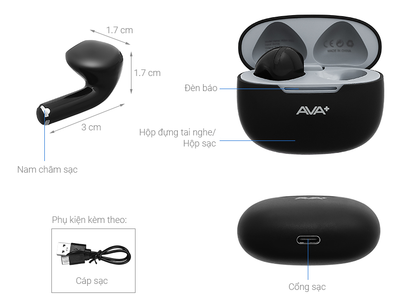Tai nghe Bluetooth True Wireless AVA+ FreeGo W28