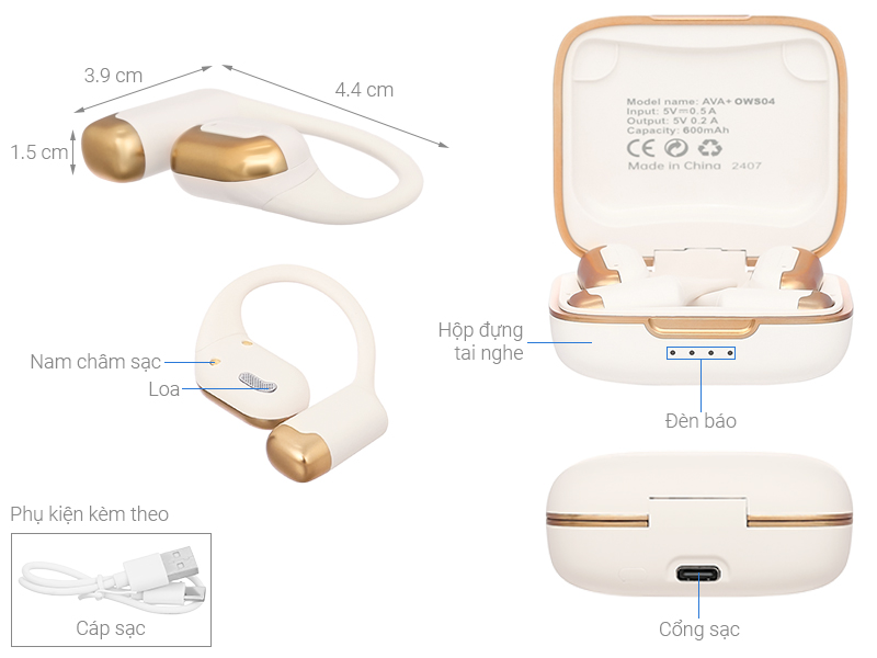 Tai nghe Bluetooth Open-Ear True Wireless AVA+ FreeGo OWS04