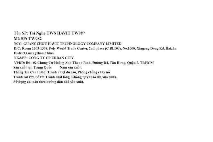 Tai nghe Bluetooth True Wireless Havit TW982 Life 01T Màu Xanh Dương