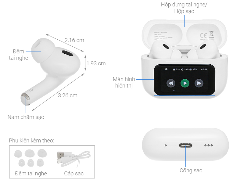 Tai nghe Bluetooth True Wireless Rezo Air 5 Deluxe ANC