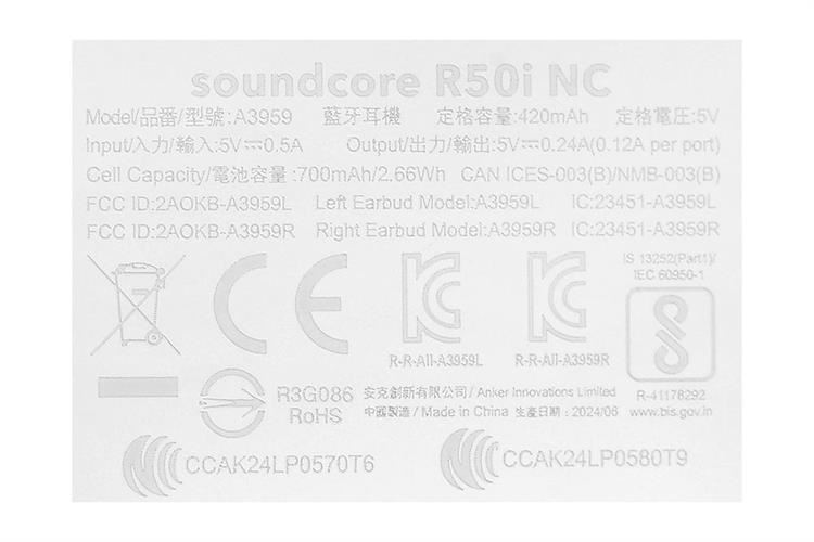 Tai nghe Bluetooth True Wireless soundcore R50i NC A3959 Màu Trắng