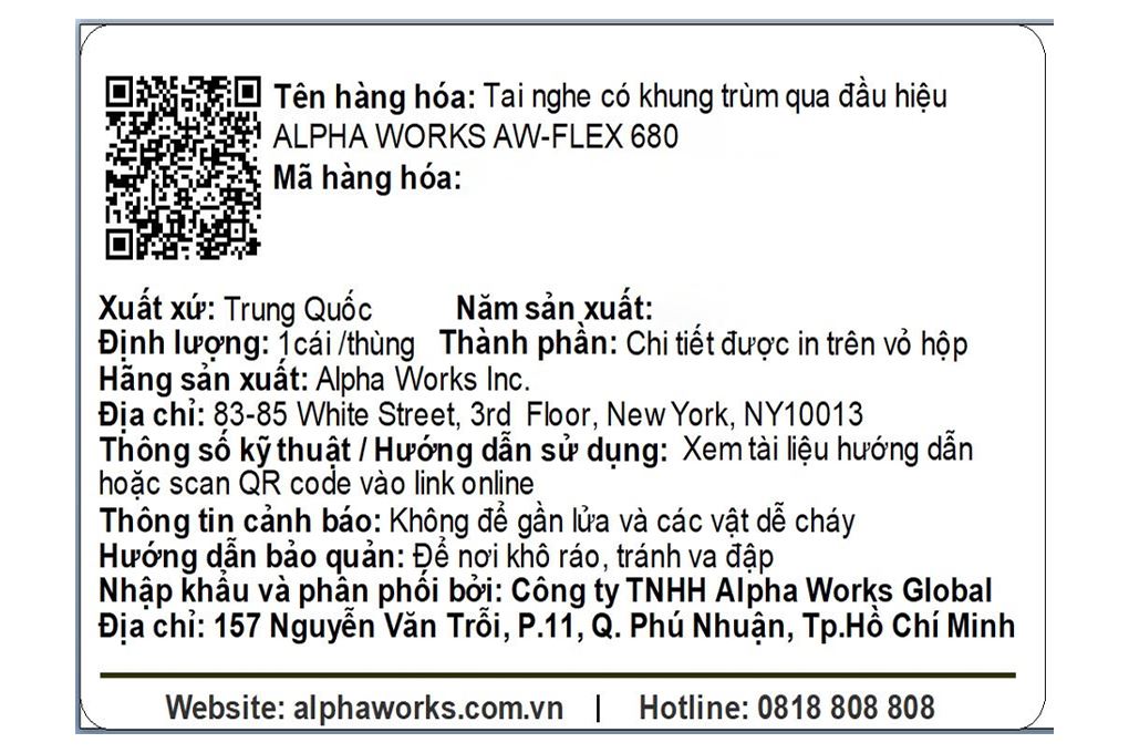 Tai nghe Bluetooth Chụp Tai Alpha Works Flex 680 Màu Đen