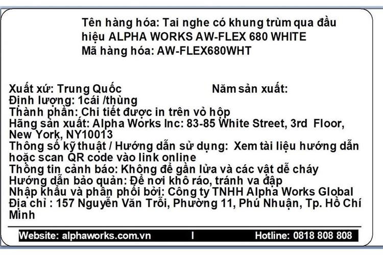 Tai nghe Bluetooth Chụp Tai Alpha Works Flex 680 Màu Trắng