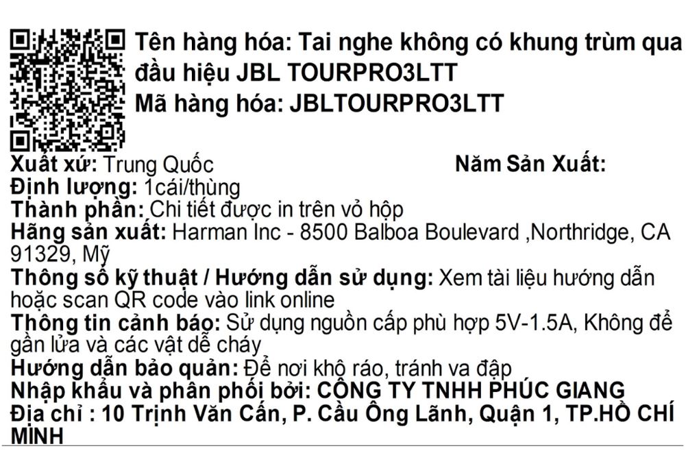 Tai nghe Bluetooth True Wireless JBL Tour Pro 3 Màu Kem
