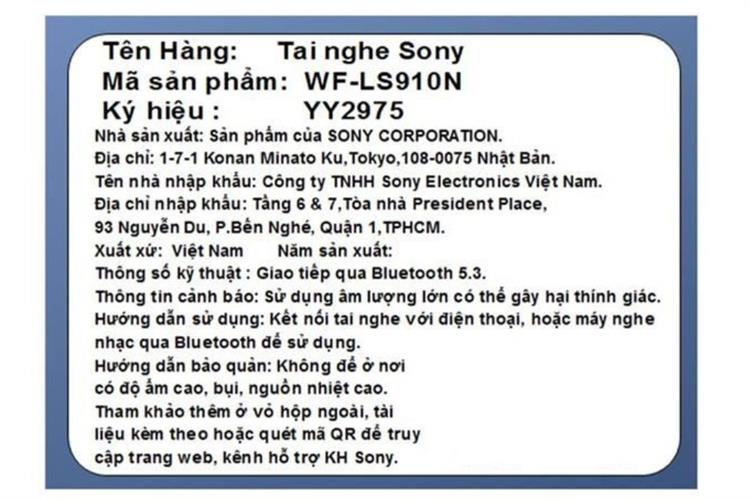 Tai nghe Bluetooth True Wireless Sony WF-LS910N Màu Trắng