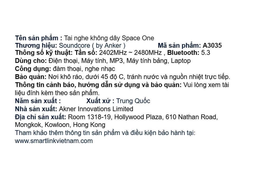 Tai nghe Chụp Tai soundcore Space One A3035 Màu Đen