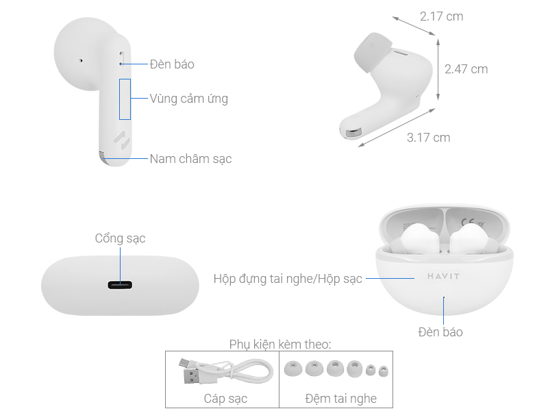 Tai nghe Bluetooth True Wireless Havit TW986