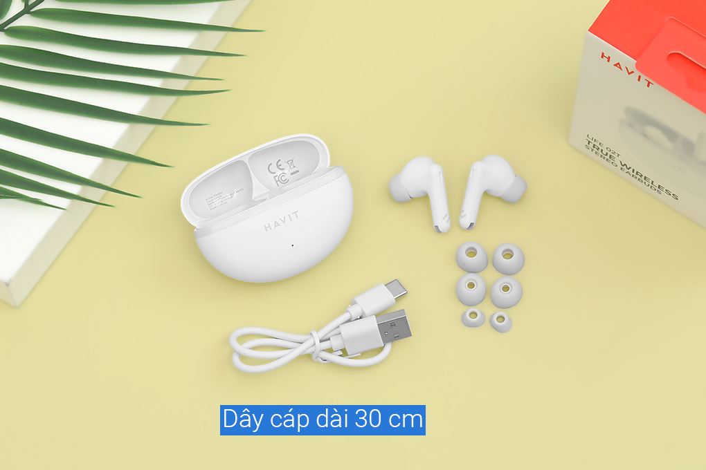 Tai nghe Bluetooth True Wireless Havit TW986 Màu Trắng