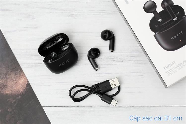 Tai nghe Bluetooth True Wireless Havit TW941 Màu Đen