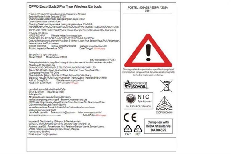 Tai nghe Bluetooth True Wireless OPPO ENCO Buds 3 Pro ETEK1 Màu Xám