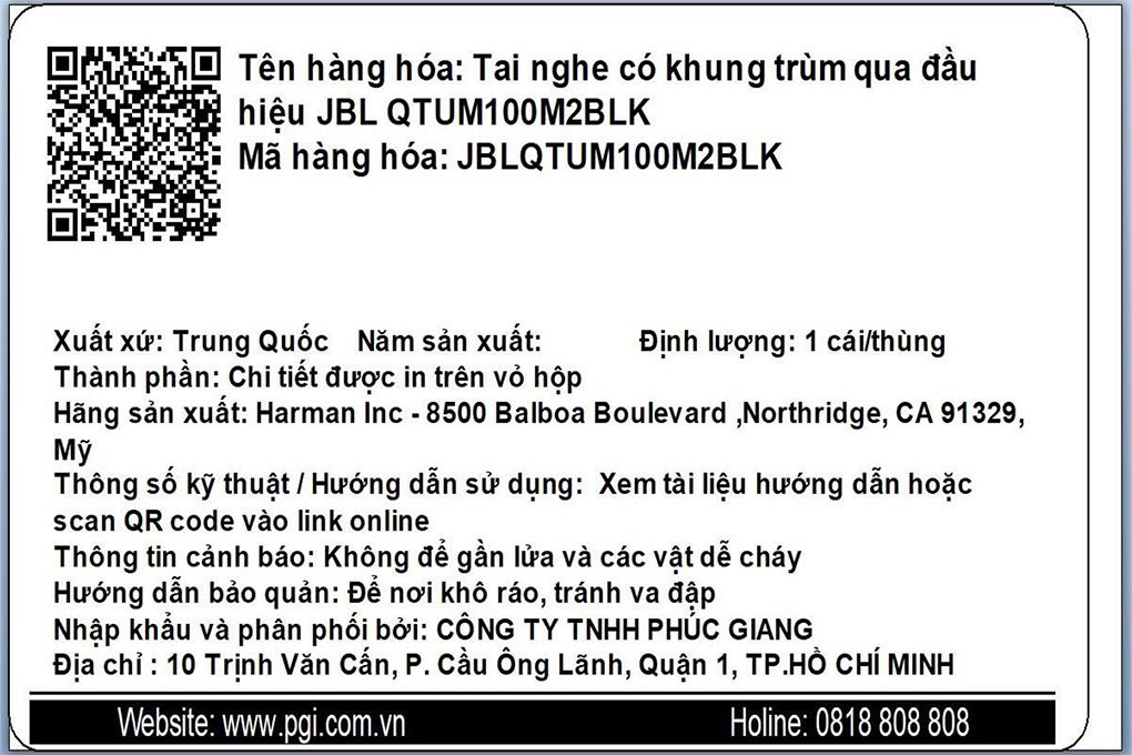 Tai nghe Chụp Tai Gaming JBL Quantum QTum100M2 Màu Đen