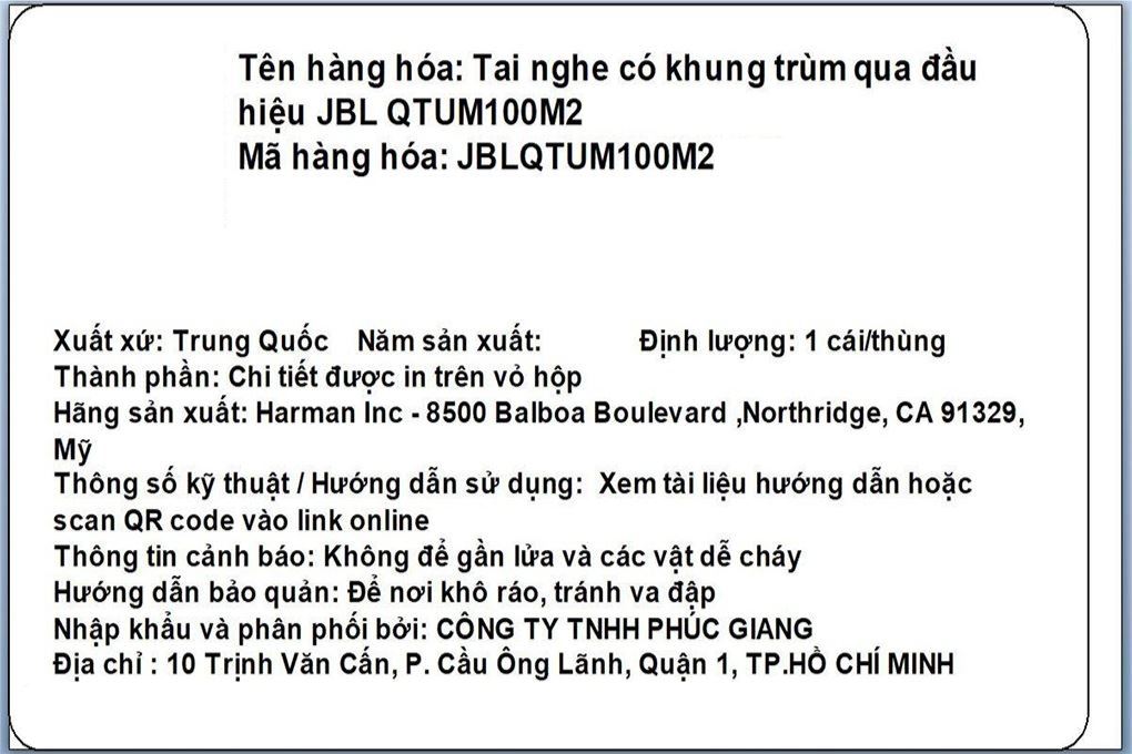 Tai nghe Chụp Tai Gaming JBL Quantum QTum100M2 Màu Đen