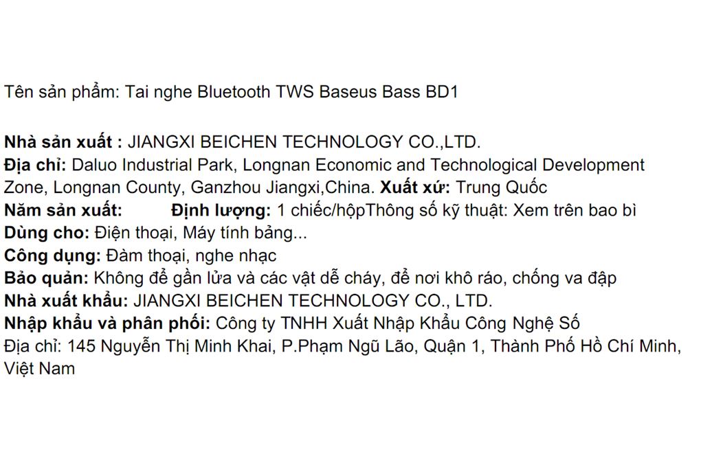 Tai nghe Bluetooth True Wireless Baseus Bass BD1 - 15