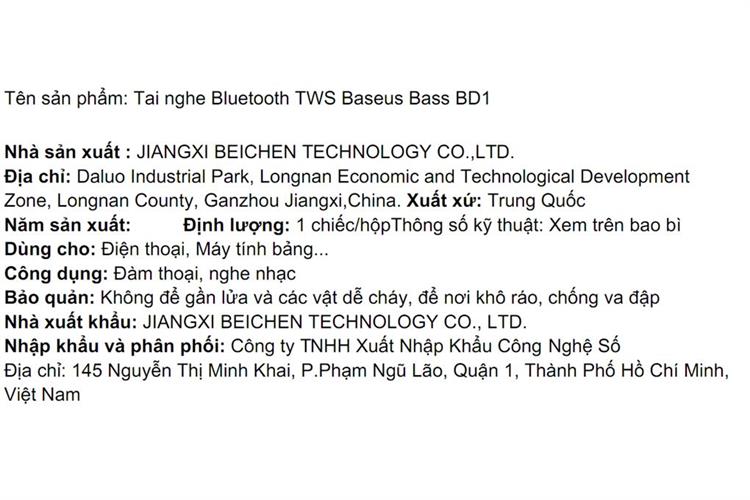 Tai nghe Bluetooth True Wireless Baseus Bass BD1 Màu Tím