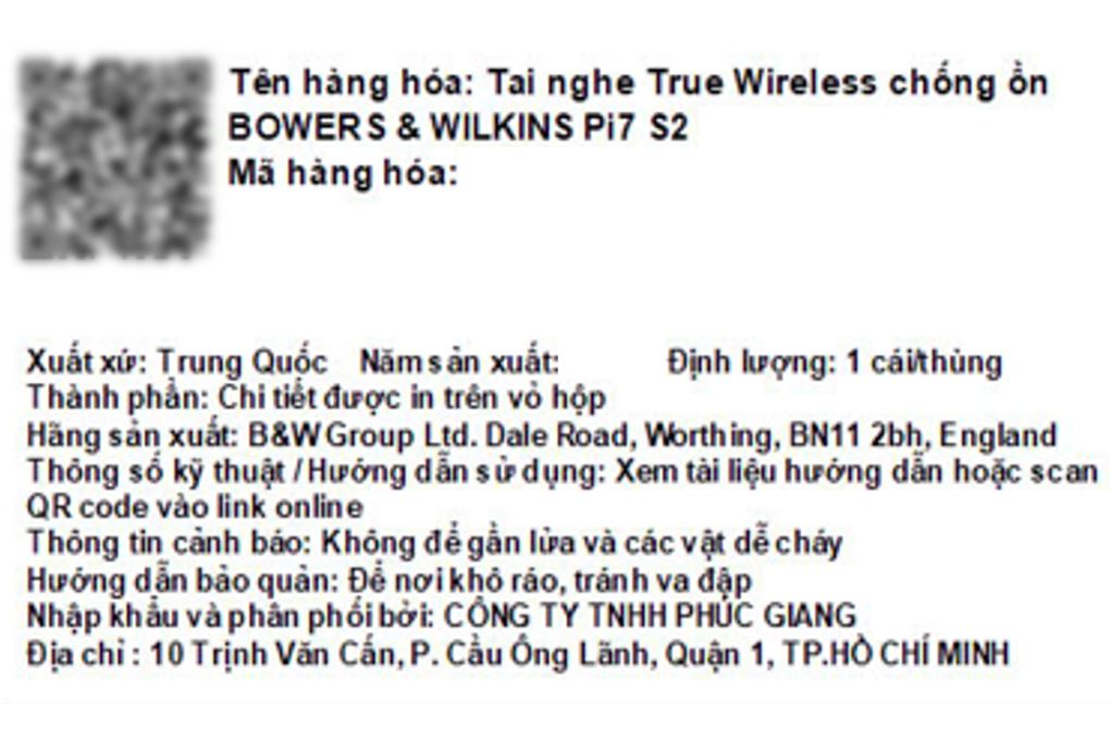 Tai nghe Bluetooth True Wireless Bowers & Wilkins Pi7 S2 Màu Xanh Dương