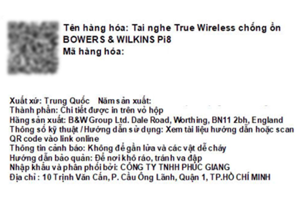 Tai nghe Bluetooth True Wireless Bowers & Wilkins Pi8 Màu Xanh Dương
