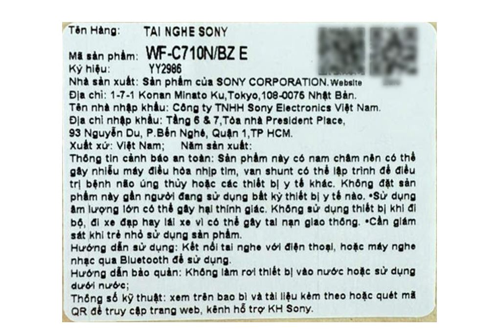 Tai nghe Bluetooth True Wireless Sony WF-C710N Màu Đen